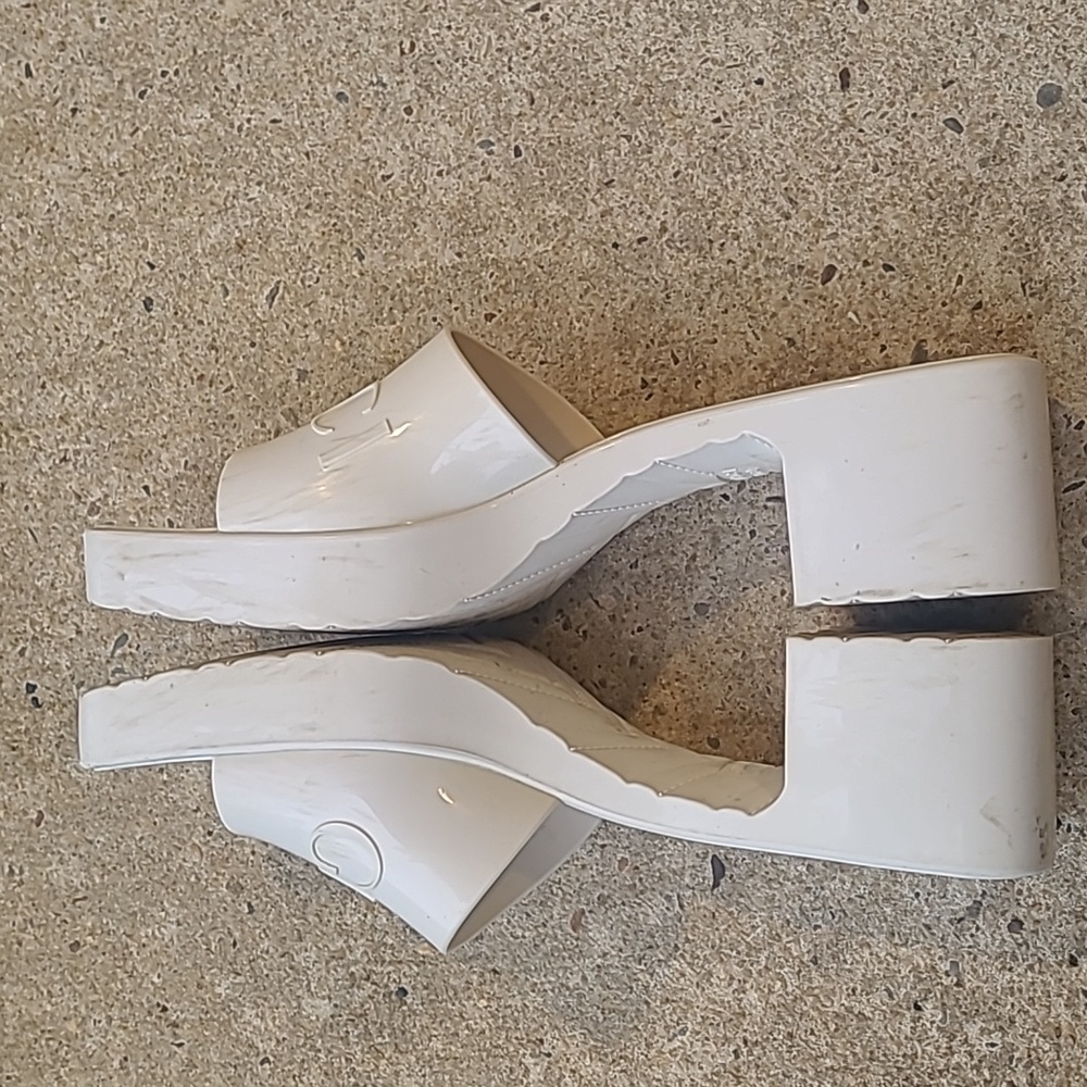 Gucci Rubber Off-White Platform Sandals - Picture 3 of 7